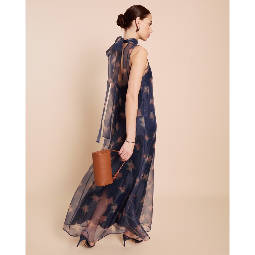 NWT CAARA Alette Maxi Halter Dress in Navy Flutter - Size Medium - Picture 8 of 12